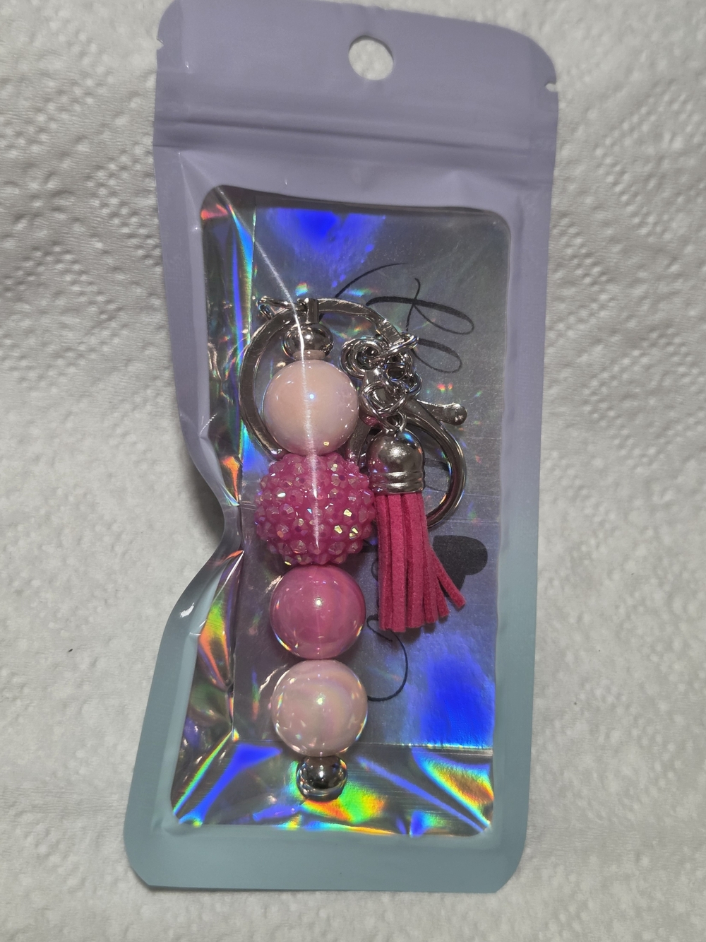 Pink Beaded Tassel Keychain - Women Accessories